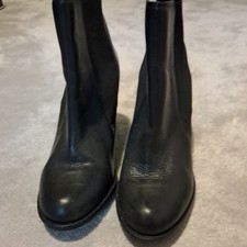 BERTIE PEONEY UK 6  WOMENS BLACK REAL LEATHER WEDGE ANKLE BOOTS