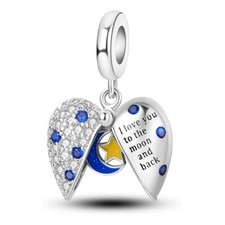 I Love You to the Moon & Back Openable Heart Charm S925 Sterling Silver