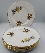 Royal Vale bone china cake plates set 6 leaf and acorn design