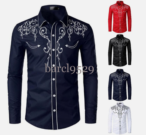 Mens western cowboy shirt long - western,