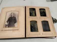 Antique circa 1870s Velvet Victorian Photo Album with Photos Wedding / Children