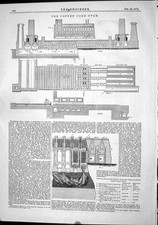Old Engineering 1874 Coppee Coke Oven Prussia France Furnaces Diagram Victorian