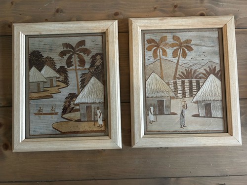 Pair vintage wood framed - pair,