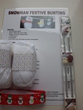 Knitting Kit " Snow Festive Bunting " Snowman ribbon New