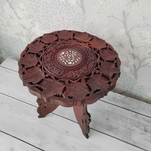 Indian carved wood occasional - carved,