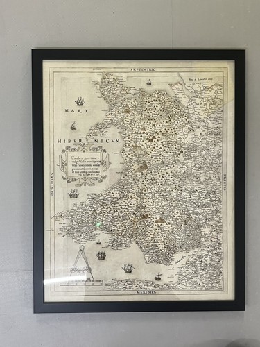 Framed old map wales - framed.,