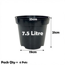 7.5 Litre Black Plant Pots