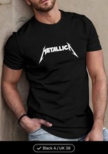 Metallica Black T Shirt Size M, With White Logo, Rock, New