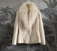 Luxury Vintage Real Suede Afghan Jacket Mongolian Fur Penny Lane Coat Boho 12 14