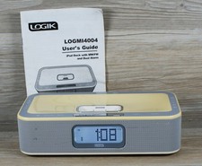 Logik LOGMI4004 MW/FM Dual Alarm Clock Radio iPod Dock Cream Manual Working VGC