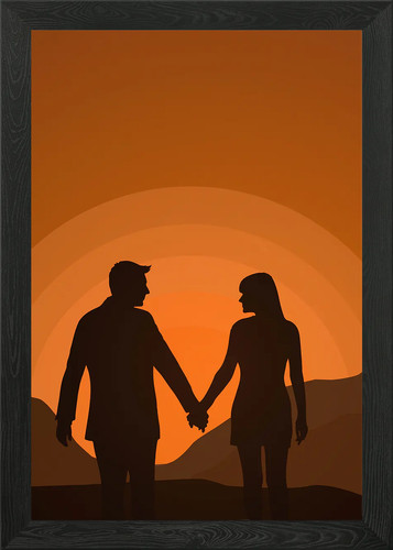 Sunset couple framed wall art - framed,