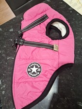 A New Pink Waterproof Dog Coat with harness Length 32cms XL! More S/M Rrp £26.99