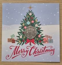 "Merry Christmas" Card 2024 Guernsey 50P Christmas Snowman & Father Christmas