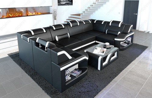 Living area leather sofa - living,