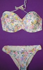 Accessorize Floral Bikini Set pastel u/w top 36E & briefs Size 8 New Tags BNWT