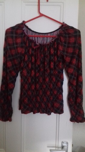 Ladies long sleeved red tartan - sleeved,