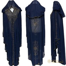 Blue Women Stone Works Abaya