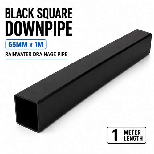 65mm black square downpipe - black,