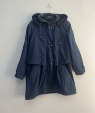 Vintage Pacific Trail Outdoor Hiking Navy Cotton Hooded Parka Coat L UK 16/18