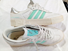 Adidas Samba Svarovski Crystals trainers UK 9.5 white aqua VGC ART GZ8618