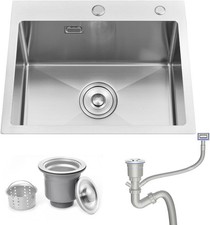 Kitchen Sink, 50x45 cm Drop in Topmount Stainless Steel Small Campervan Sink,Dee