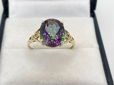 9ct Gold Mystic Topaz & Diamond Ring. Goldmine Jewellers.