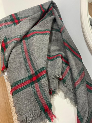 Zara grey plaid scarf - grey, 70%