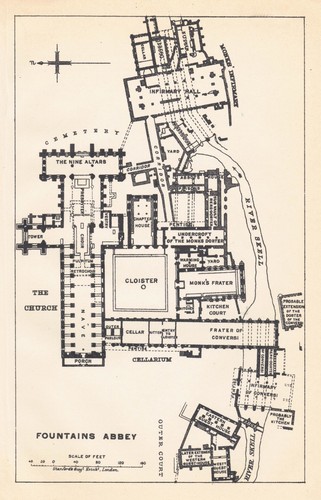 Fountains abbey 1926 - abbey, vintage