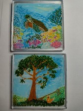Handmade Set Of 2 Resin Square
