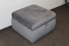 GREY VELVET BUTTON DETAIL, STORAGE FOOTSTOOL (136)