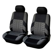2x Black/ Gray Car Seat Covers Cushions Protectors Polyester Front Set Universal