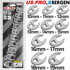 BERGEN Crowfoot Wrench Set 3/8"dr Flare Nut Spanner Type Crowsfoot Socket Wrench