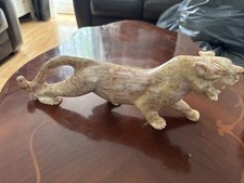 Carved Marble Stone Cougar Panther Statue Beautiful variation 11’’