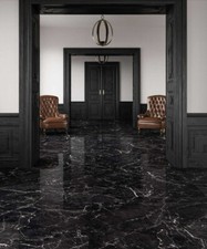 HIGH QUALITY MARBLE EFFECT MONACO BLACK POLISHED PORCELAIN TILES 1200x600 £54.99