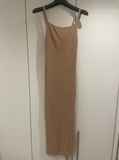 ZARA Nude Strappy Square Neck Knit Midaxi Holiday Dress - Small