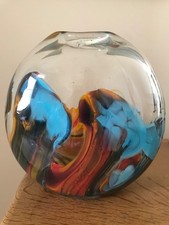 Stunning MDINA Large Art Studio Glass Vintage Vase Signed Valletta