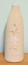 Vintage Tall Slim Vase With Mother Of Pearl Like Flower Petals Cream H 31.5 Cm