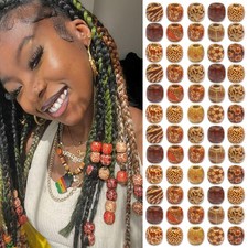 60Pcs Wooden Hair Beads for