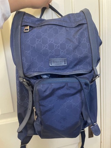 Gucci navy pattern - gucci, backpack