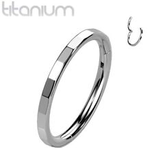 IMPLANT GRADE TITANIUM - Multi Faceted Clicker Segment Ring Bar Earring Hoop 16g