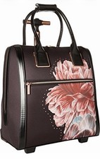 *Ted Baker Floral 'Leillaa’ Black Overnight Cabin Bag Rolling Travel Case *
