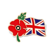 Union Jack Red Poppies Pin