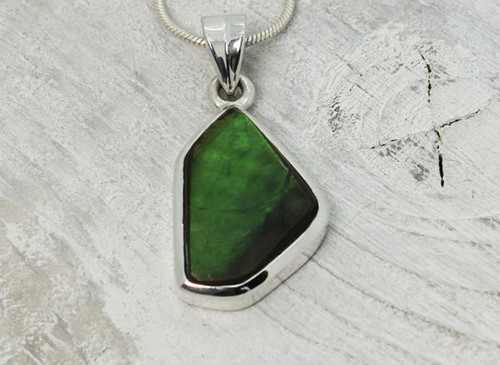 Green ammolite fossil silver - green,