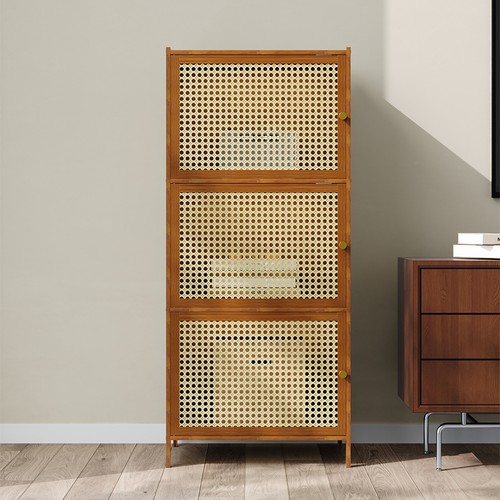 Tier bookcase with rattan - 3,