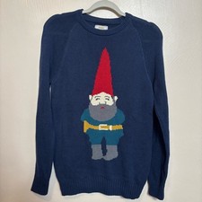 Gnome Womens Christmas Holiday Sweater Ugly Party Knit 100% Acrylic Blue Size XS