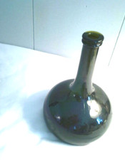Vintage style Green Thick Glass Onion Bottle.  7 " tall marked