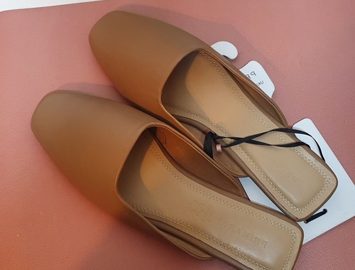 Tan real leather slip mules - tan,