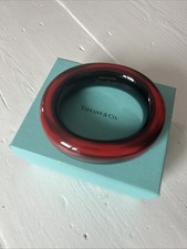 Tiffany & Co. Genuine Elsa Peretti Lacquer Bangle Red & Black