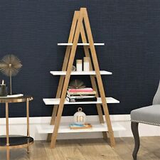 REBOXED Bamboo Ladder 4 Tier Shelf Unit Bookcase Storage Shelving Display