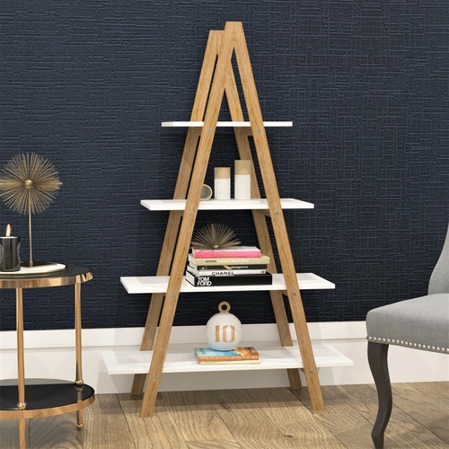 Bamboo ladder tier shelf - ladder,